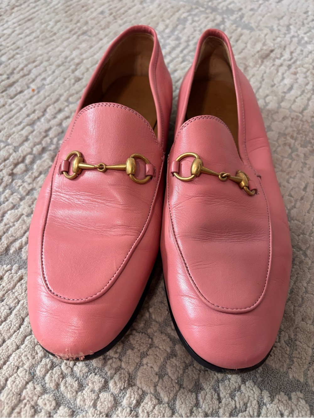 Gucci size 39 Pink Leather Women's Bit Loafers